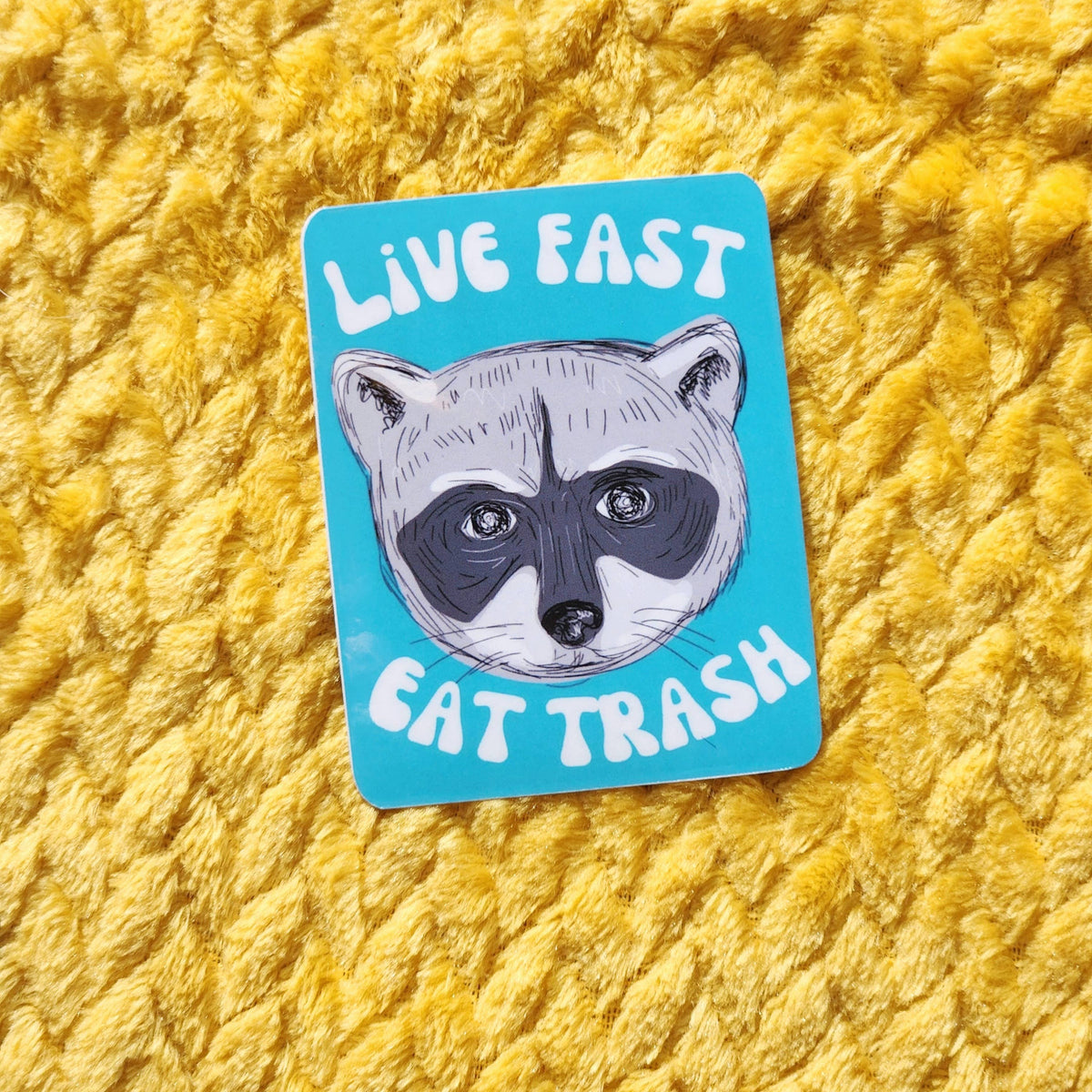 Live Fast eat trash sticker: Blue
