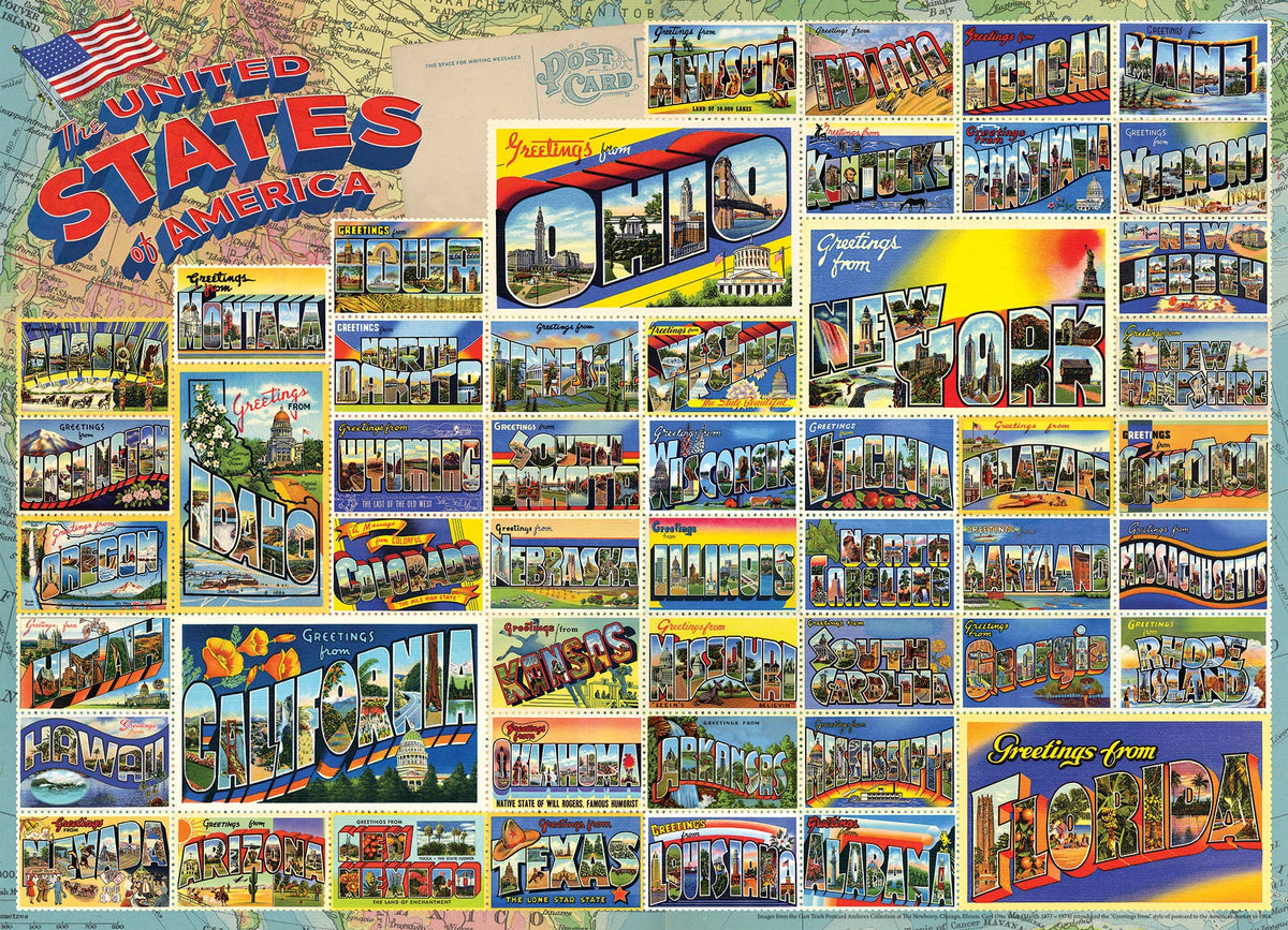 Vintage American Postcards 1000pc puzzle