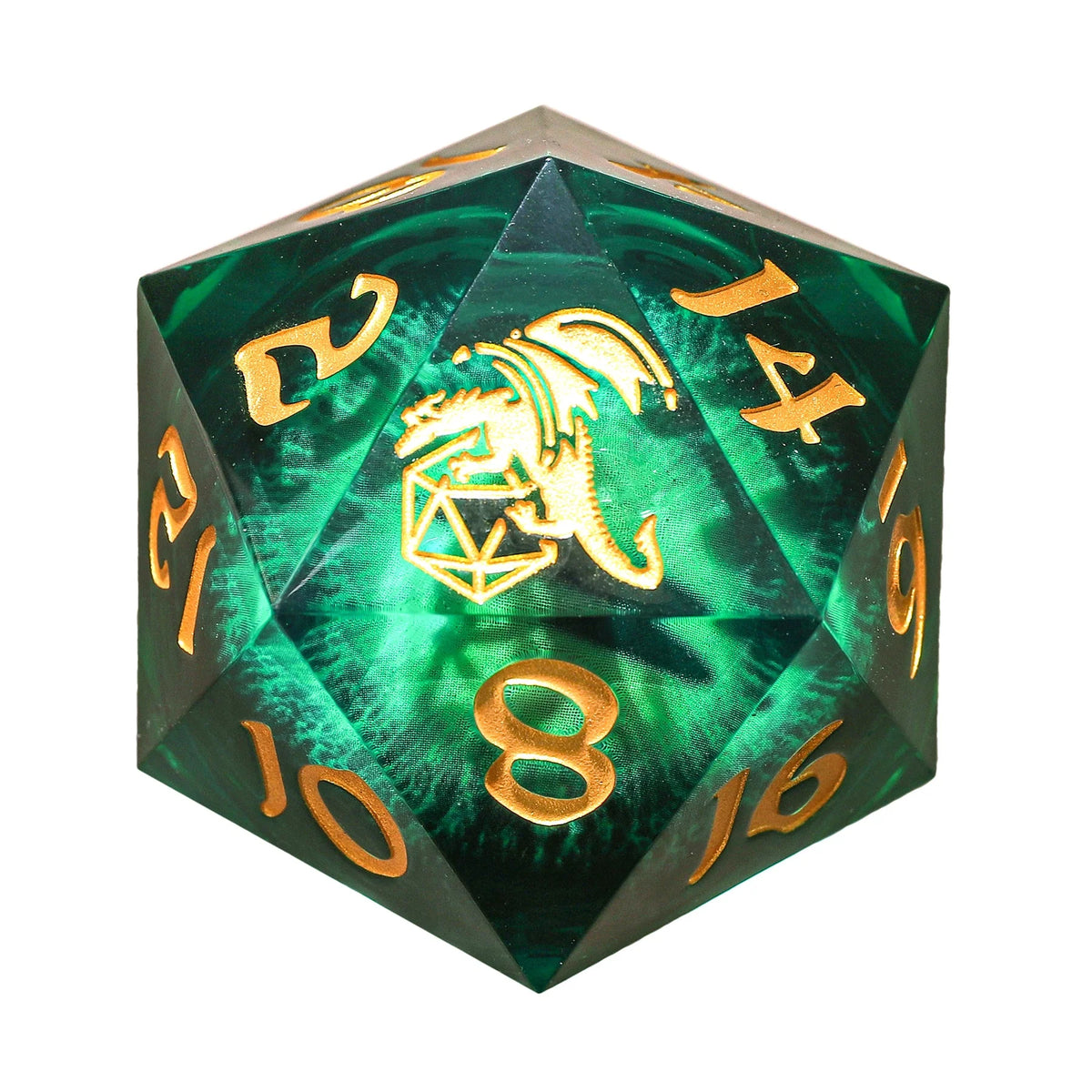 33mm Always Watching LED D20- Beholder's Gaze, Liquid Core, Sharp Edge Resin