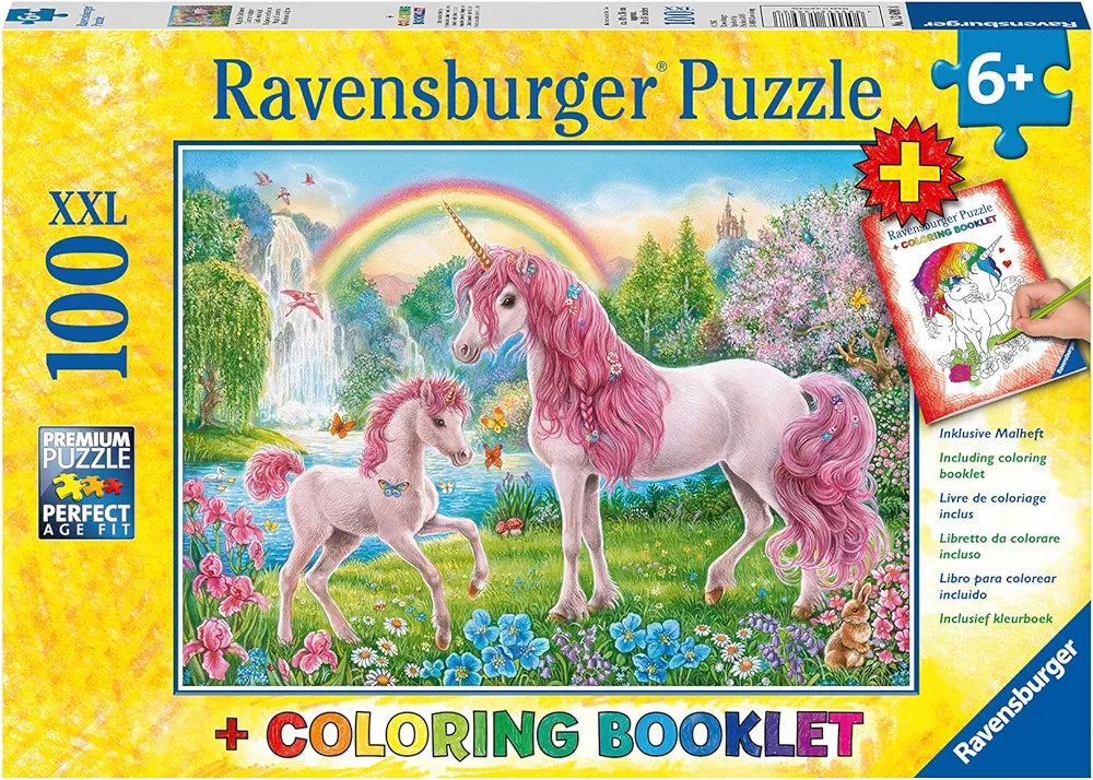 Magical Unicorns XXL 100pc Puzzle - With Coloring Book