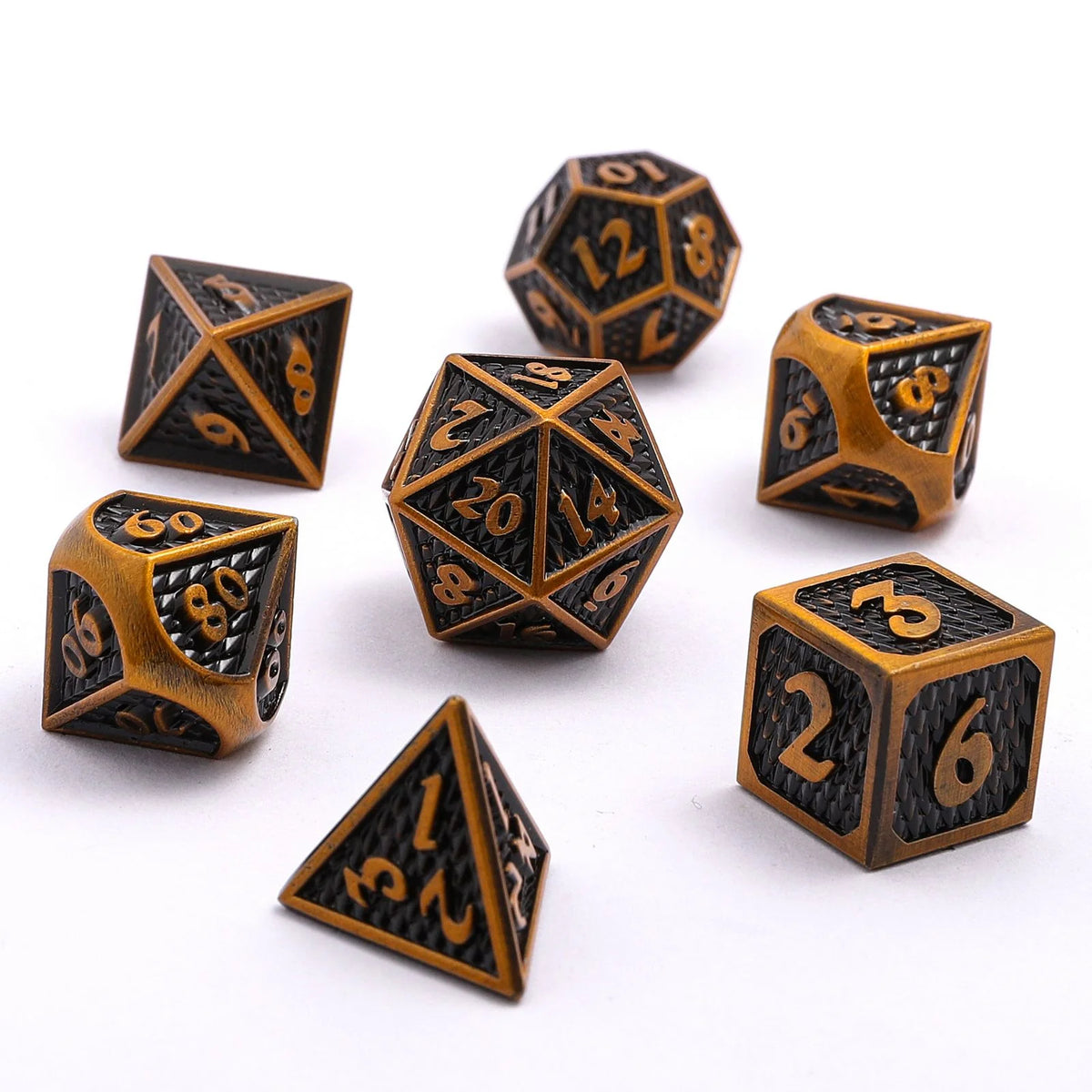 Mini Behemoth Dice Set - Ancient Gold, Solid Metal