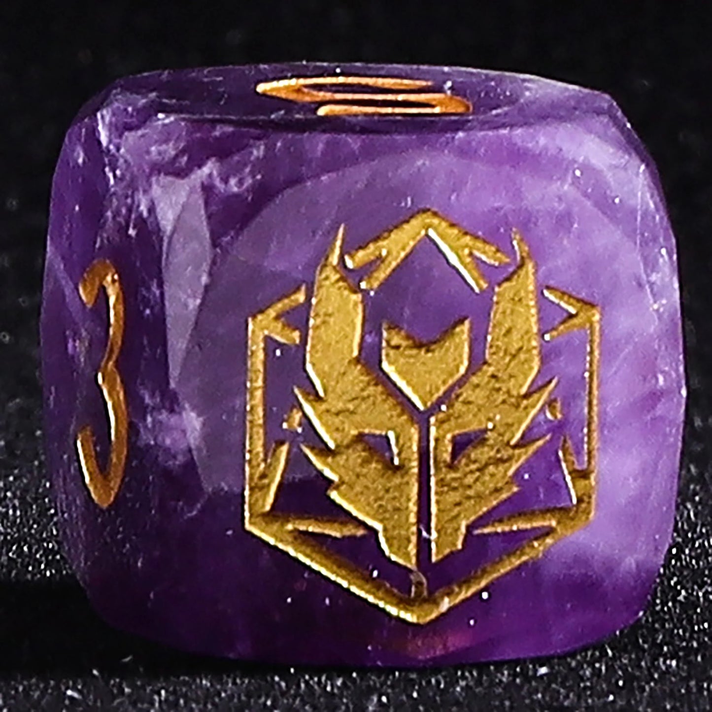Dragon's Hoard Luster Cut Gemstone Dice Set - Amethyst, with Deluxe Case