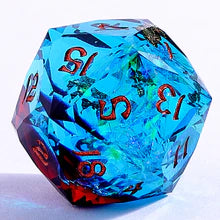 Captured Magic Luster Cut Dice Set- Blue & Red, Hand Sanded Sharp Edged Resin