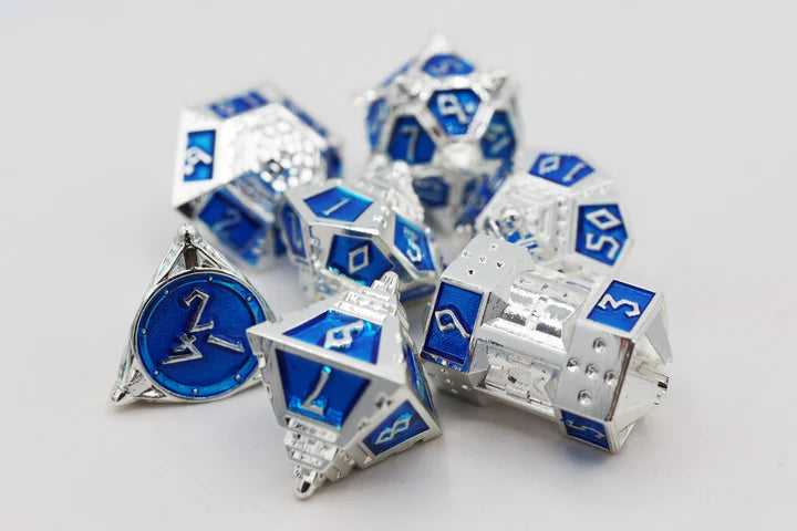 Dice 51 Dice Set - Interstellar Indigo, Solid Metal