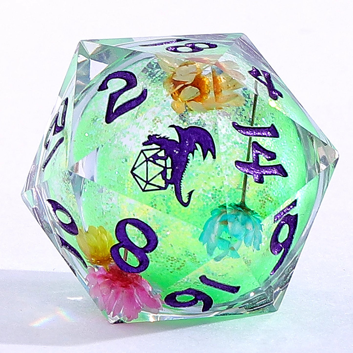 Captured Magic Liquid Core Dice Set - Ethereal Fields, Hand Sanded Sharp Edge Resin