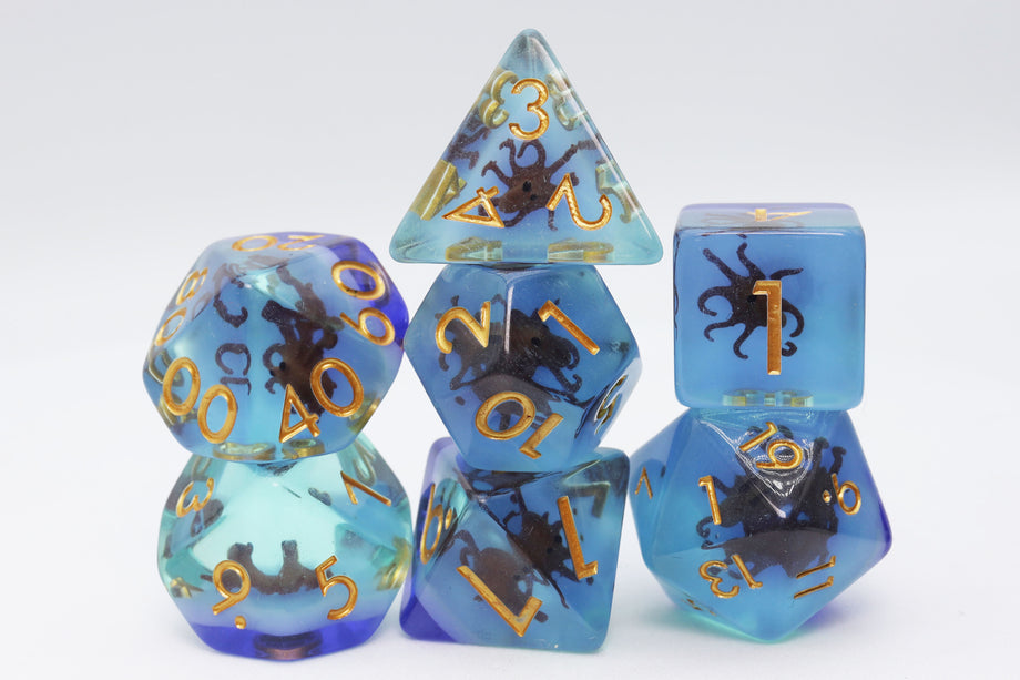 Coffee Octopus Dice Set - Resin Inclusion