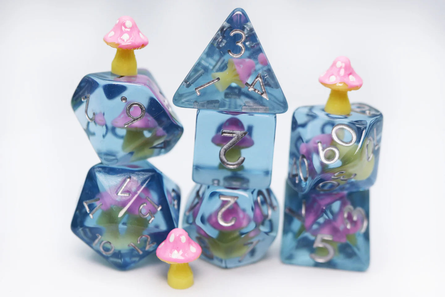 Pink Mushroom Dice Set - Resin Inclusion