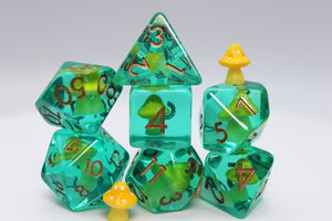 Yellow Mushroom Dice Set - Resin Inclusion