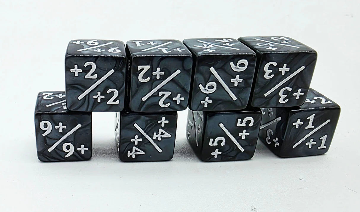 +1/+1 Pearl Black w/ White Counters for Magic - Set of 8