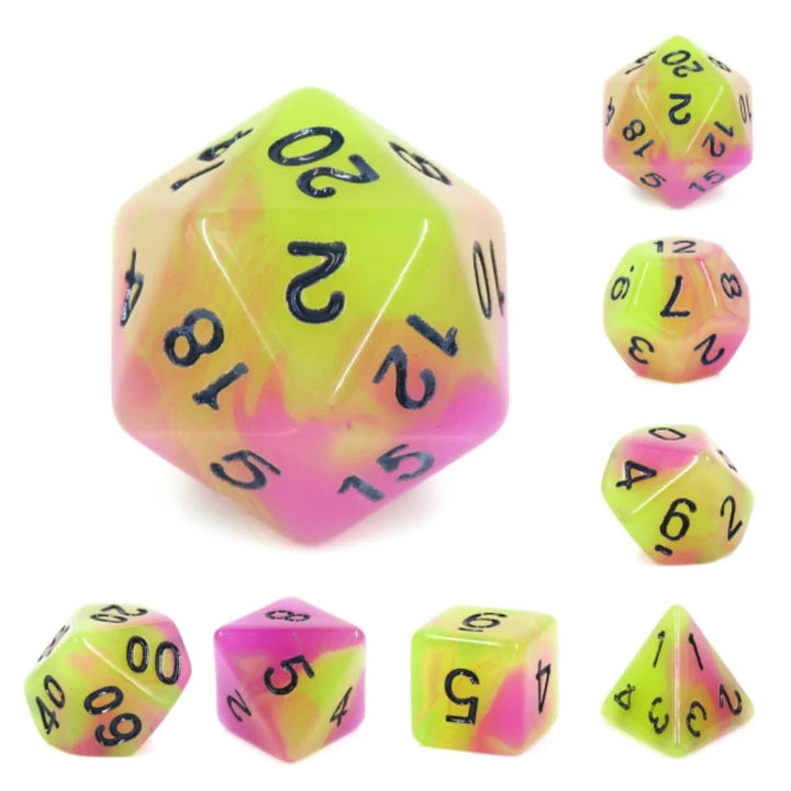 Tulip Dice Set - Glow in the Dark Resin