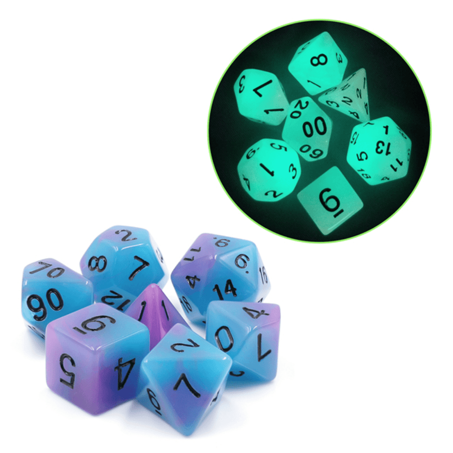 Supernova Dice Set - Glow in the Dark Resin