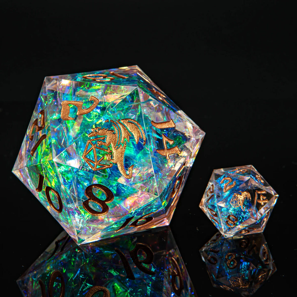 55mm Opal w/ Copper Ink D20 - Sharp Edge Resin