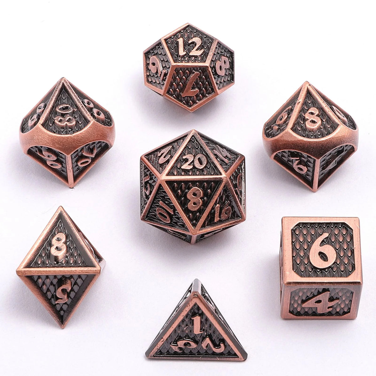 Mini Behemoth Dice Set - Ancient Copper, Solid Metal