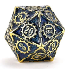 Solid metal Cogcraft Dice Set: Vault Dweller, Gold w/Blue