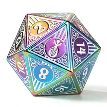 Solid Metal Bard RPG Dice Set - Rainbow w/White