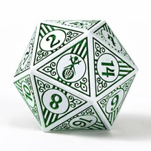 Solid Metal Bard RPG Dice Set - White w/Green