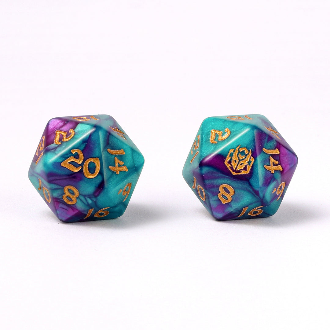 Wyrmforged Rollers 8 Piece Dice Set - Frostbloom, Rounded Resin