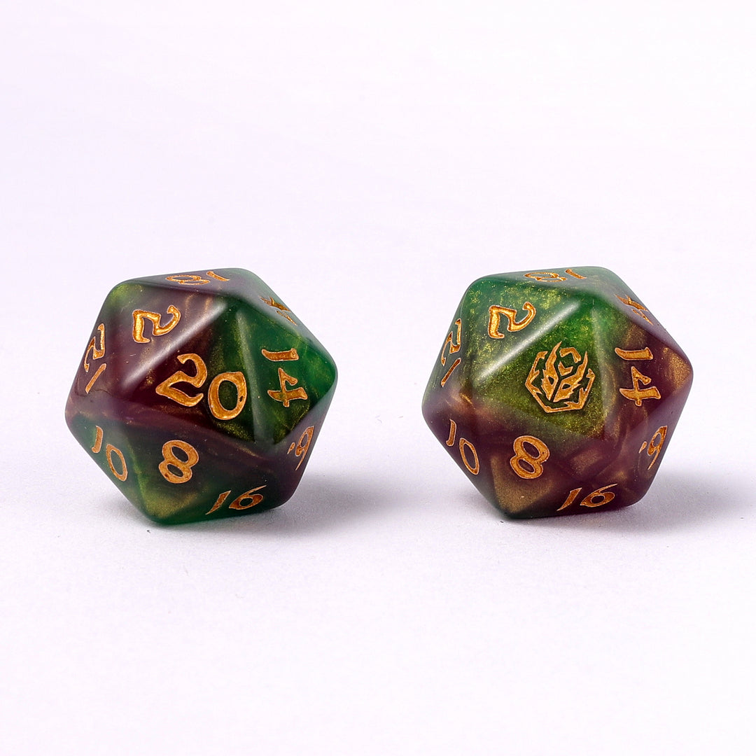 Wyrmforged Rollers 8 Piece Dice Set - Wyvern Venom, Rounded Resin
