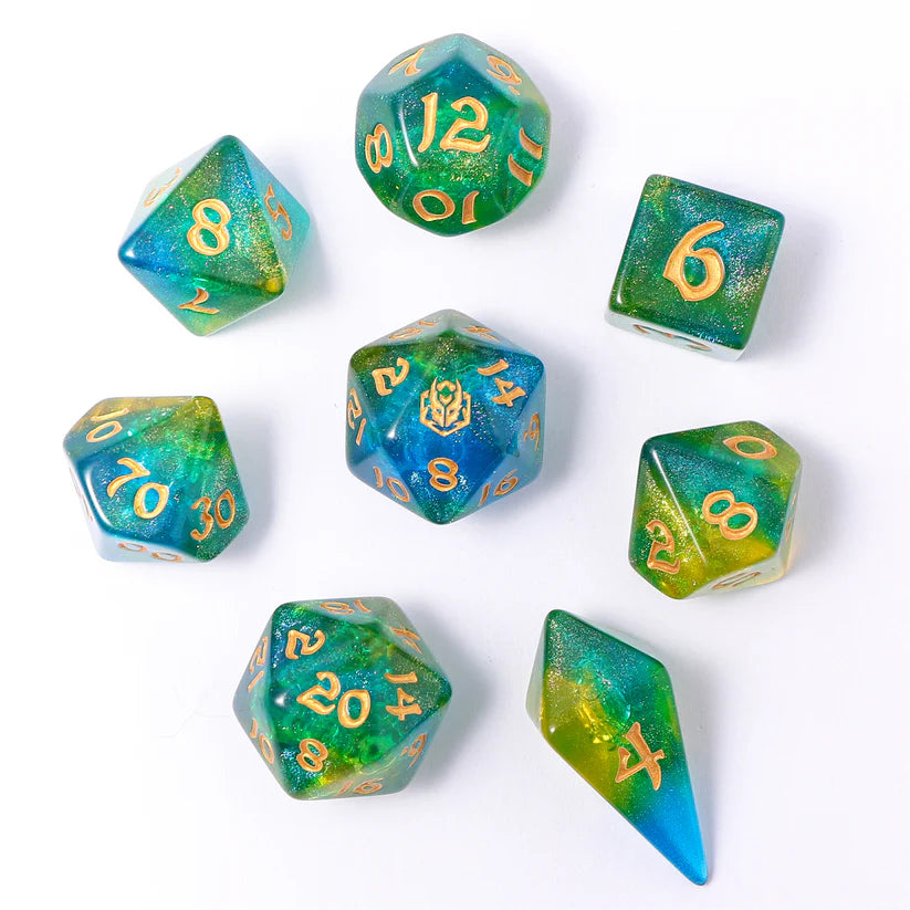 Eye of Newt- Wyrmforged Rollers Rounded Edge 8 Piece Dice Set