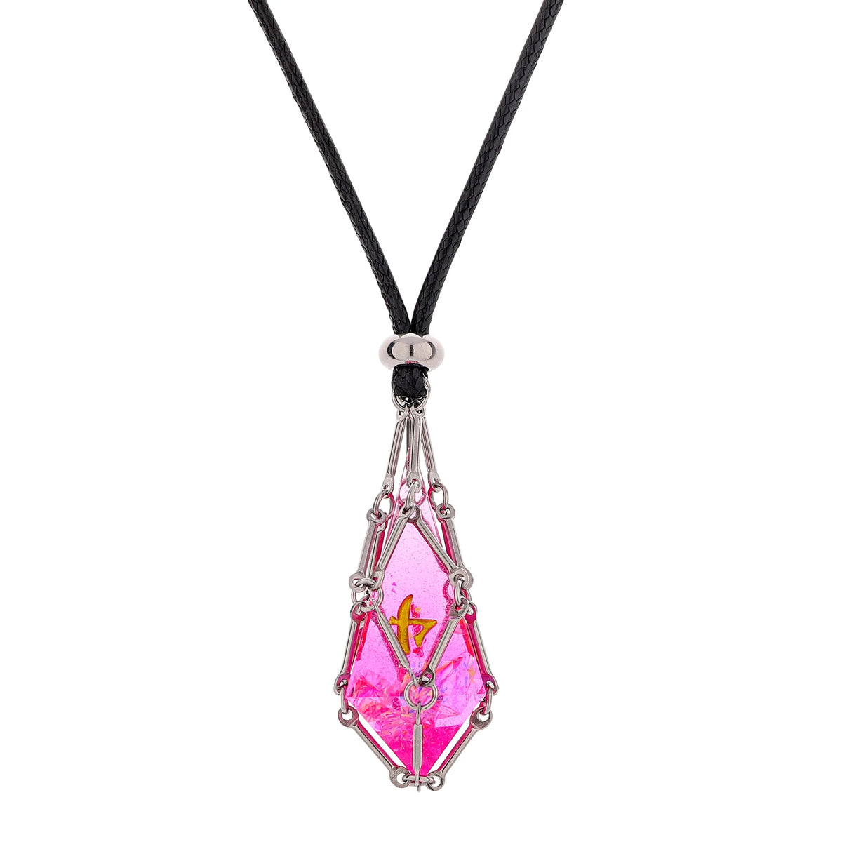 Mysticage Teardrop D4 Necklace - Black Leather Chain