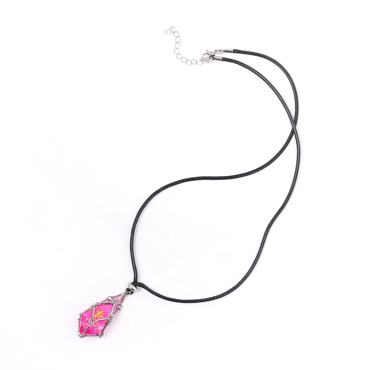 Mysticage Teardrop D4 Necklace - Black Leather Chain