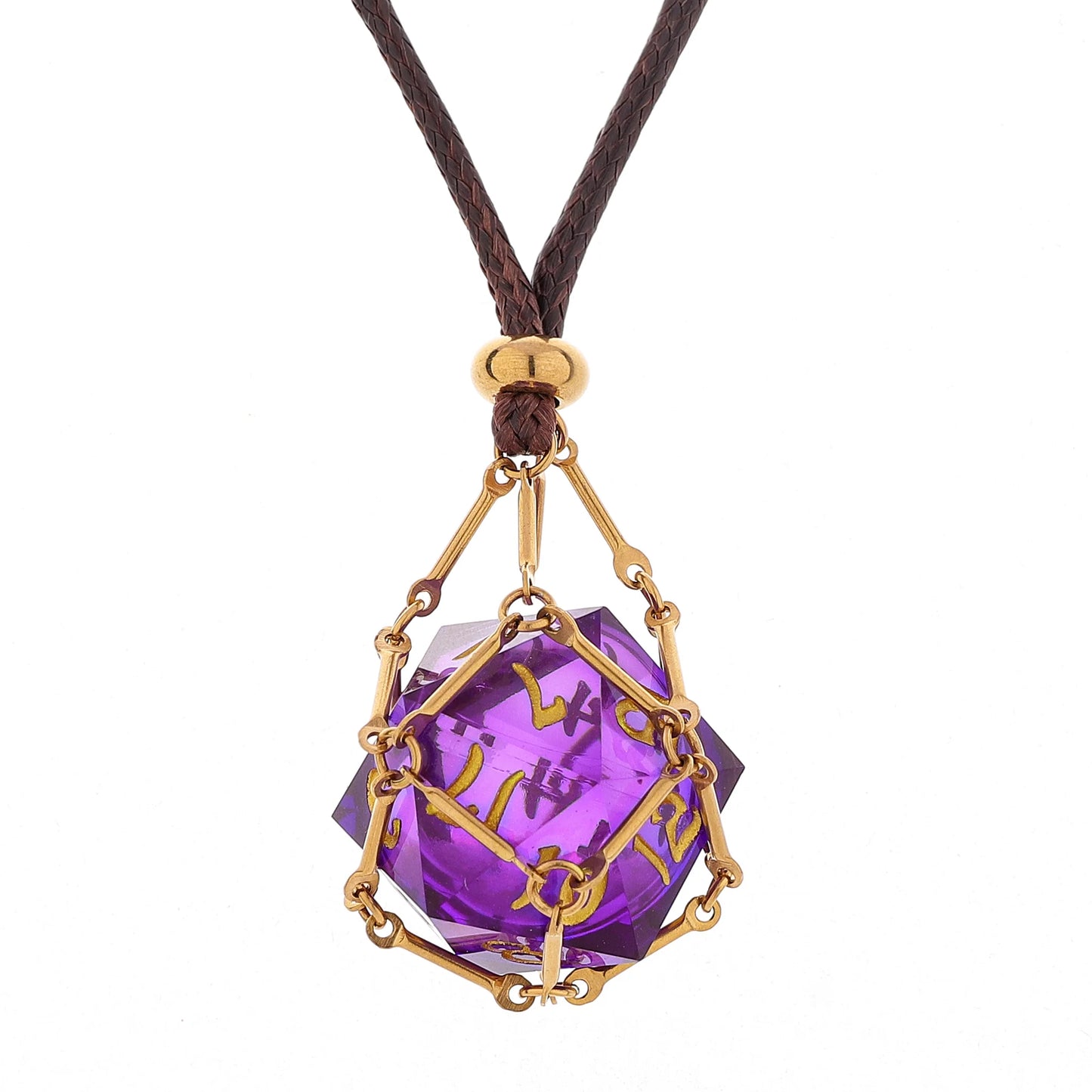Mysticage D20 Necklace - Black Leather Chain