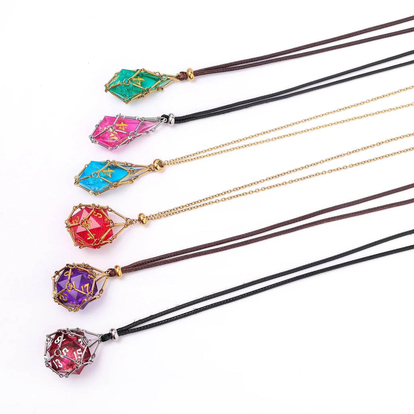 Mysticage Teardrop D4 Necklace - Black Leather Chain