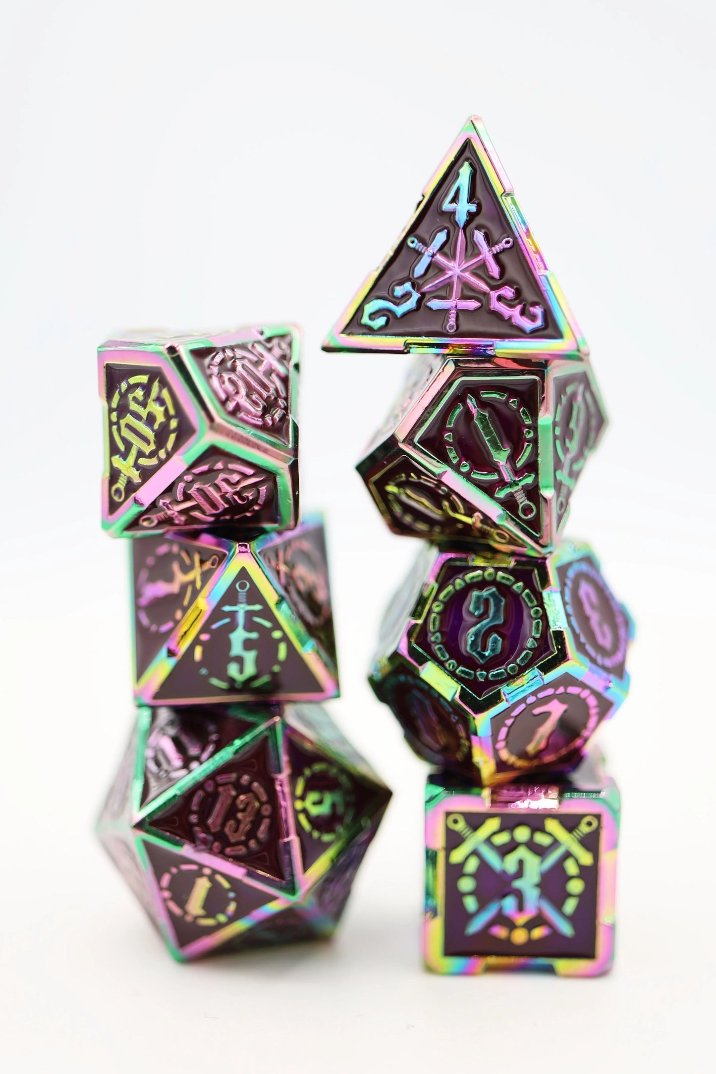 Crossed Swords Dice Set: Imperial Gem Sword - Metal RPG Dice Set