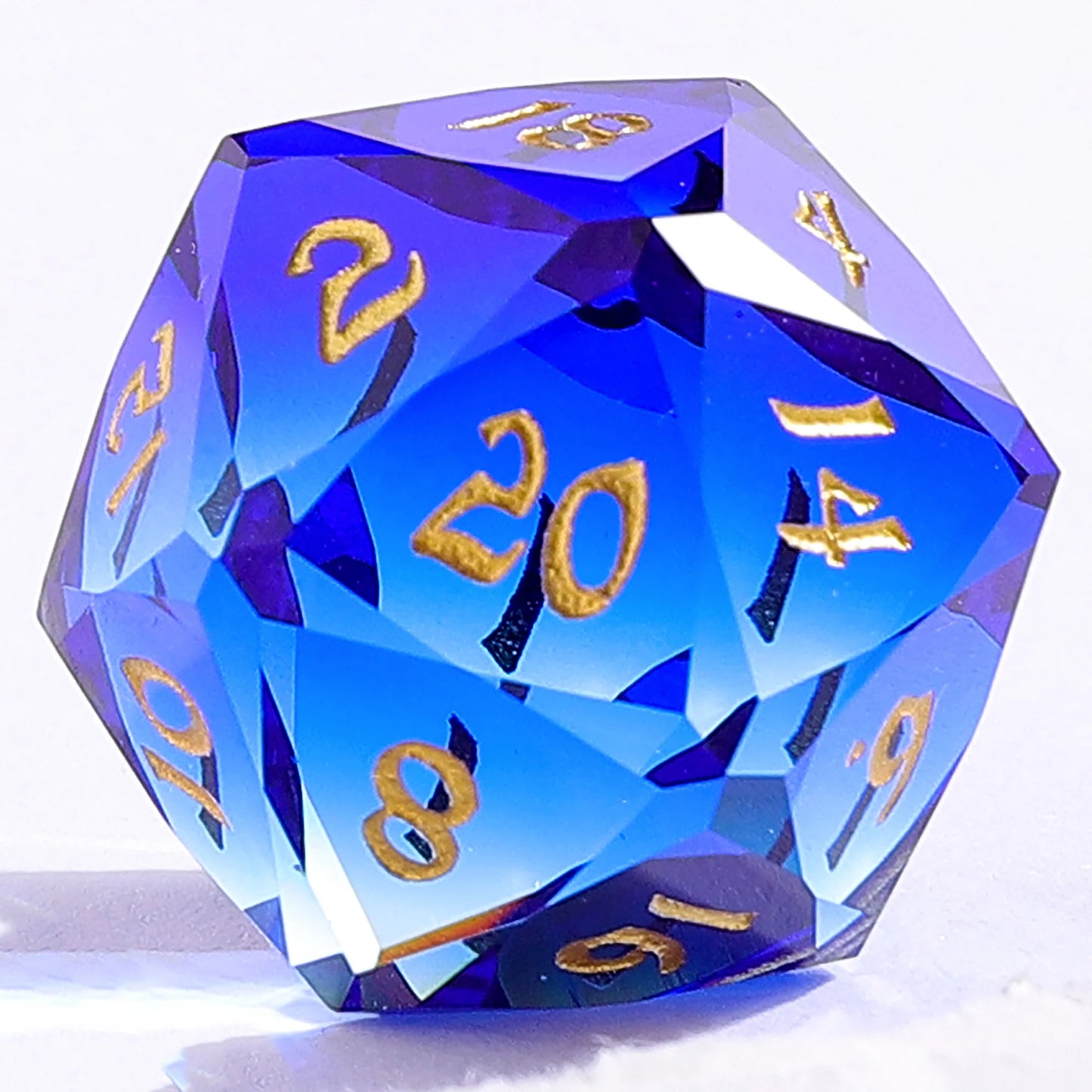 Dragon’s Hoard Luster Cut Dice Set - Blue and White Glass w/ Deluxe Case