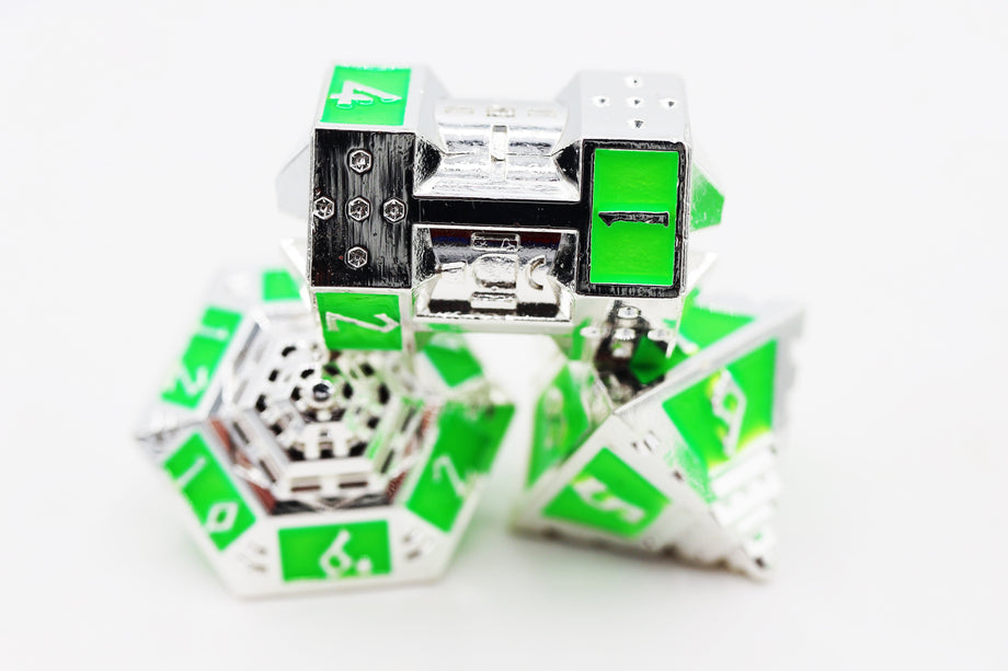 Dice 51 Dice Set - Neon Diamonds, Solid Metal