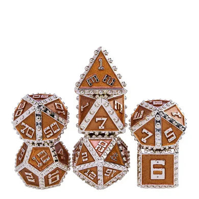 Brigandine Armor Dice Set - Order of the Rose, Solid Metal