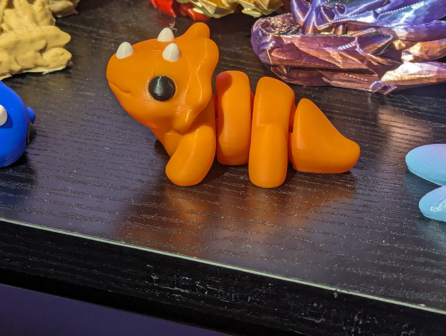 3D Mini Orange Triceratops