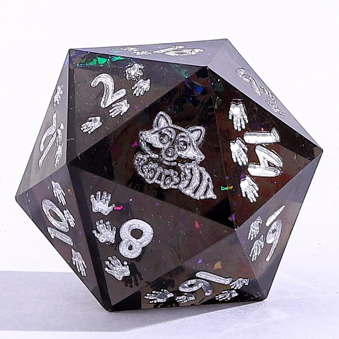 Captured Magic Dice Set - Raccoon's Reward, Sharp Edge Resin