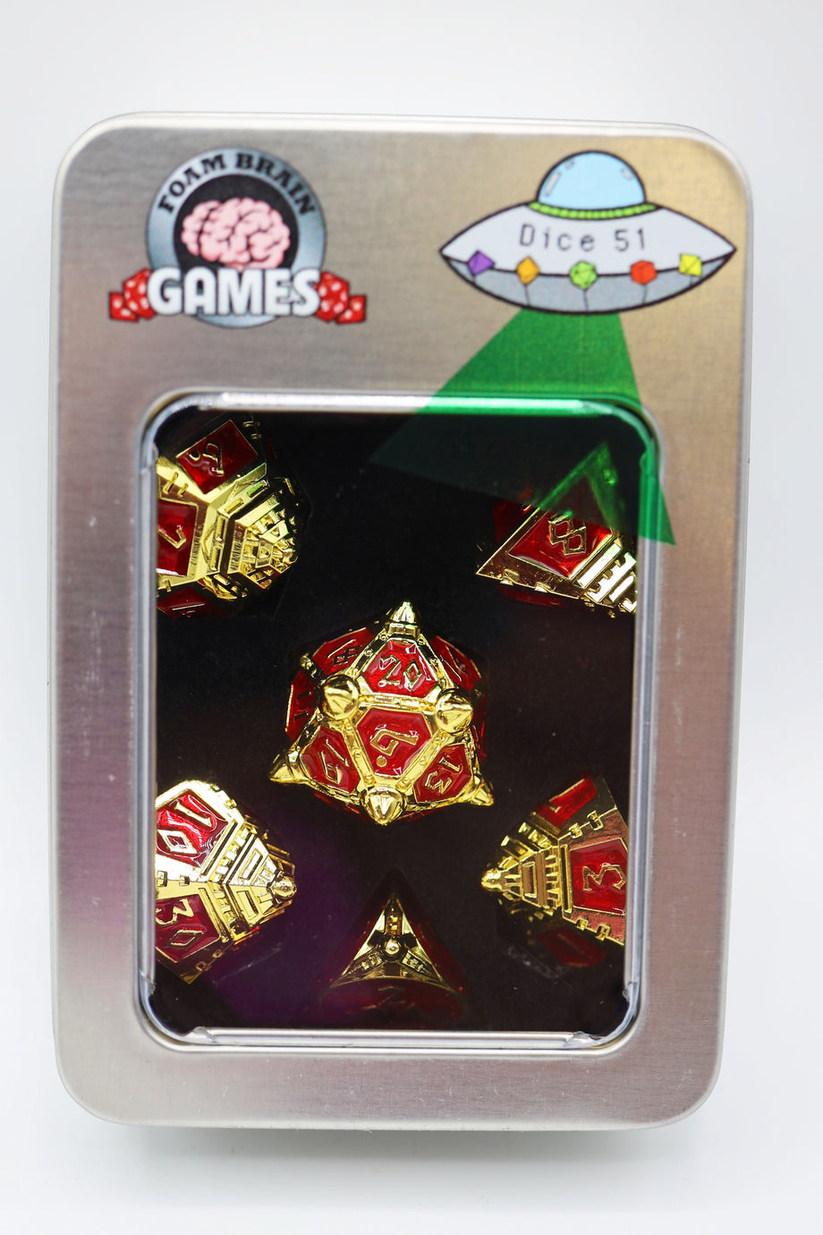 Dice 51 Dice Set - Solar Ruby, Solid Metal