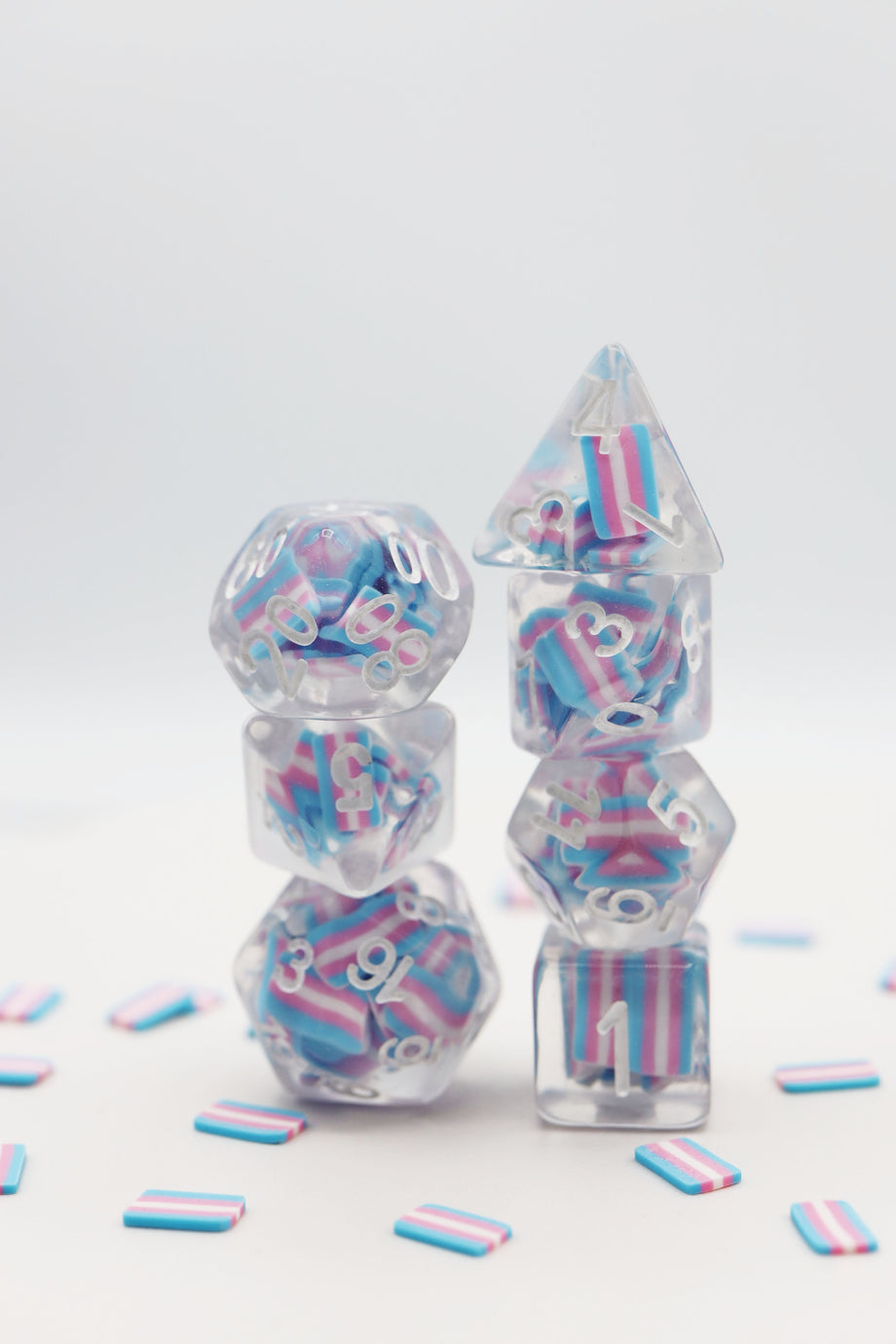 Transgender Flag Dice Set - Resin Inclusion