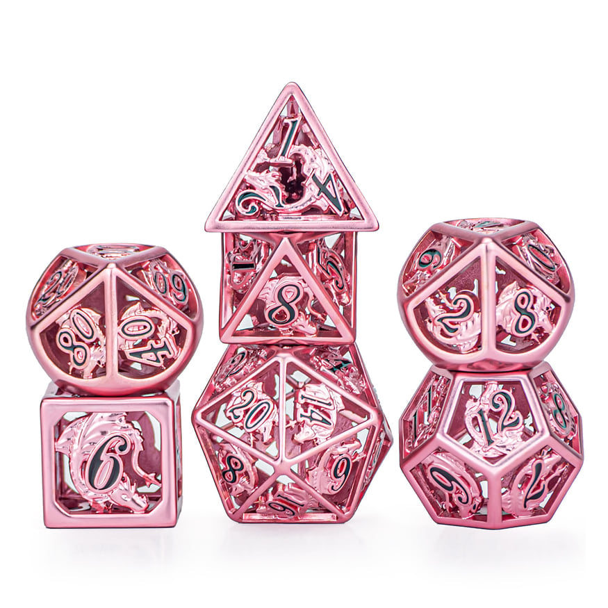 Dragon Dice Set - Rose Gold Hollow Metal