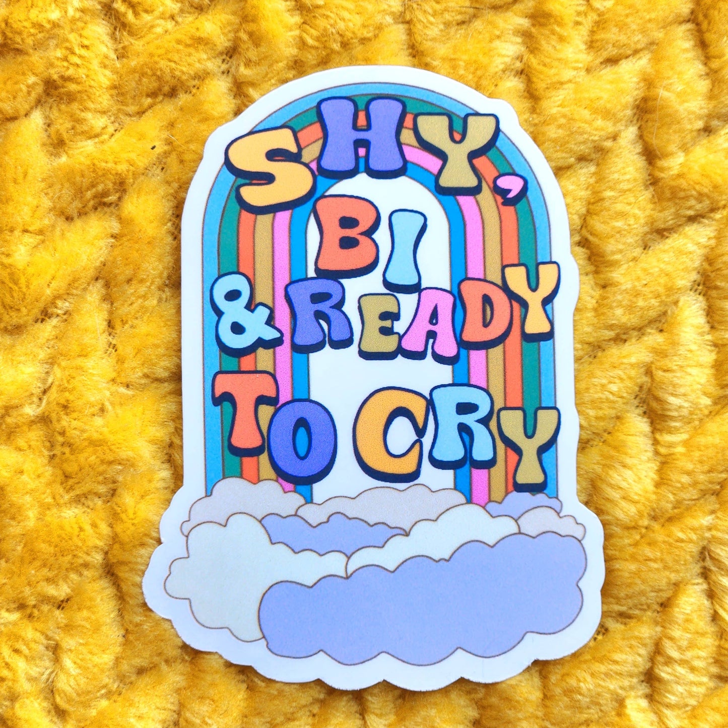 Shy bi and ready to cry sticker: Holo
