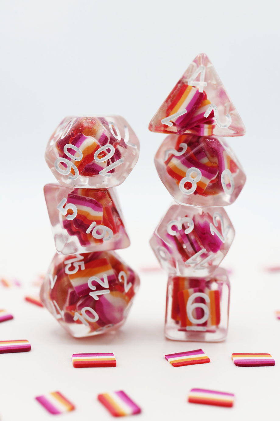 Lesbian Flag Dice Set - Resin Inclusion