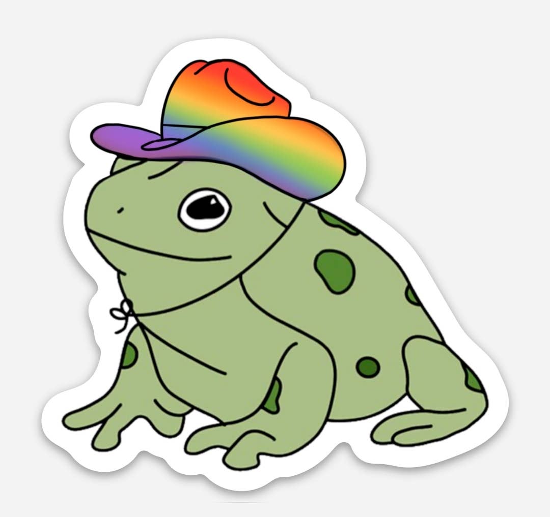 Gay Frog w/ Rainbow Cowboy Hat Sticker