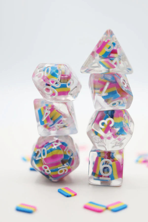 Pansexual Flag Dice Set - Resin Inclusion