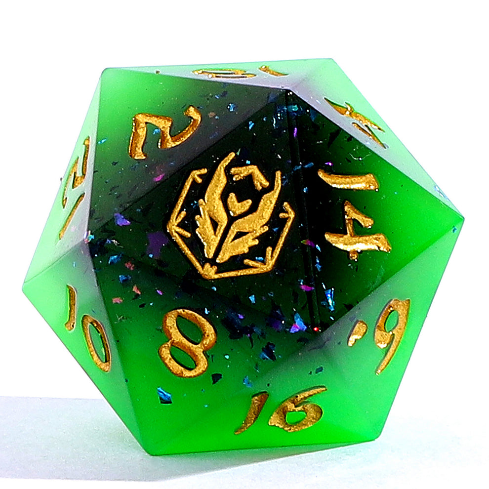 Captured Magic Hand Sanded Sharp Edge Dice Set - Swamp Treasure, Sharp Edged Resin