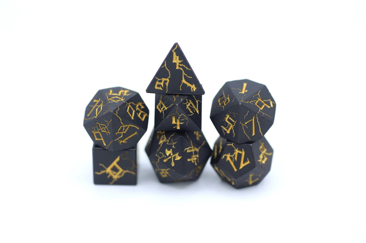 Barbarian Dice Set - Matt Black, Solid Metal