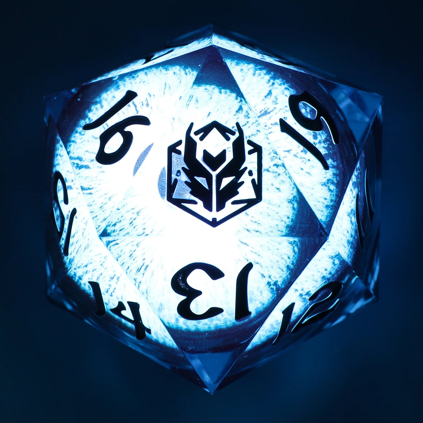 55mm Titan's Eye Spindown LED D20- Liquid Core, Sharp Edge Resin