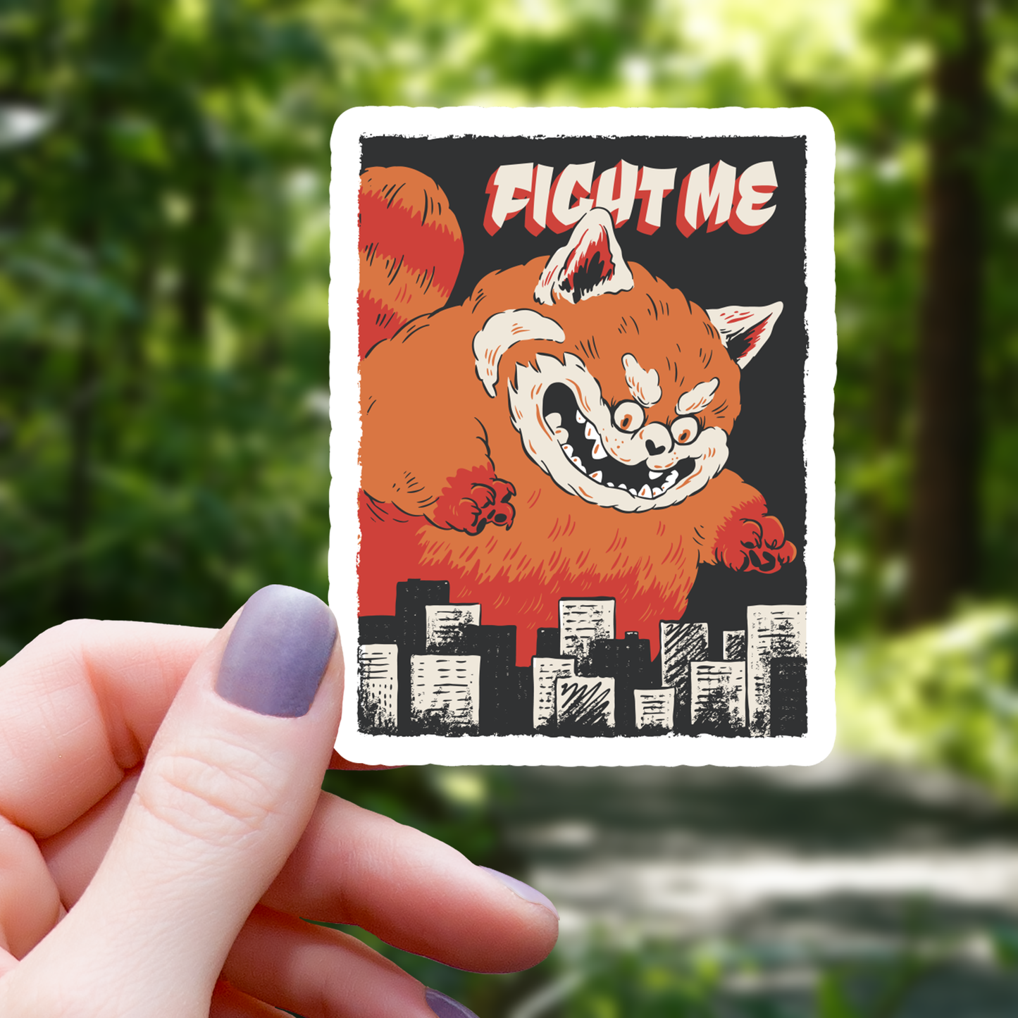 Fight Me Red Panda Monster Sticker - 3"