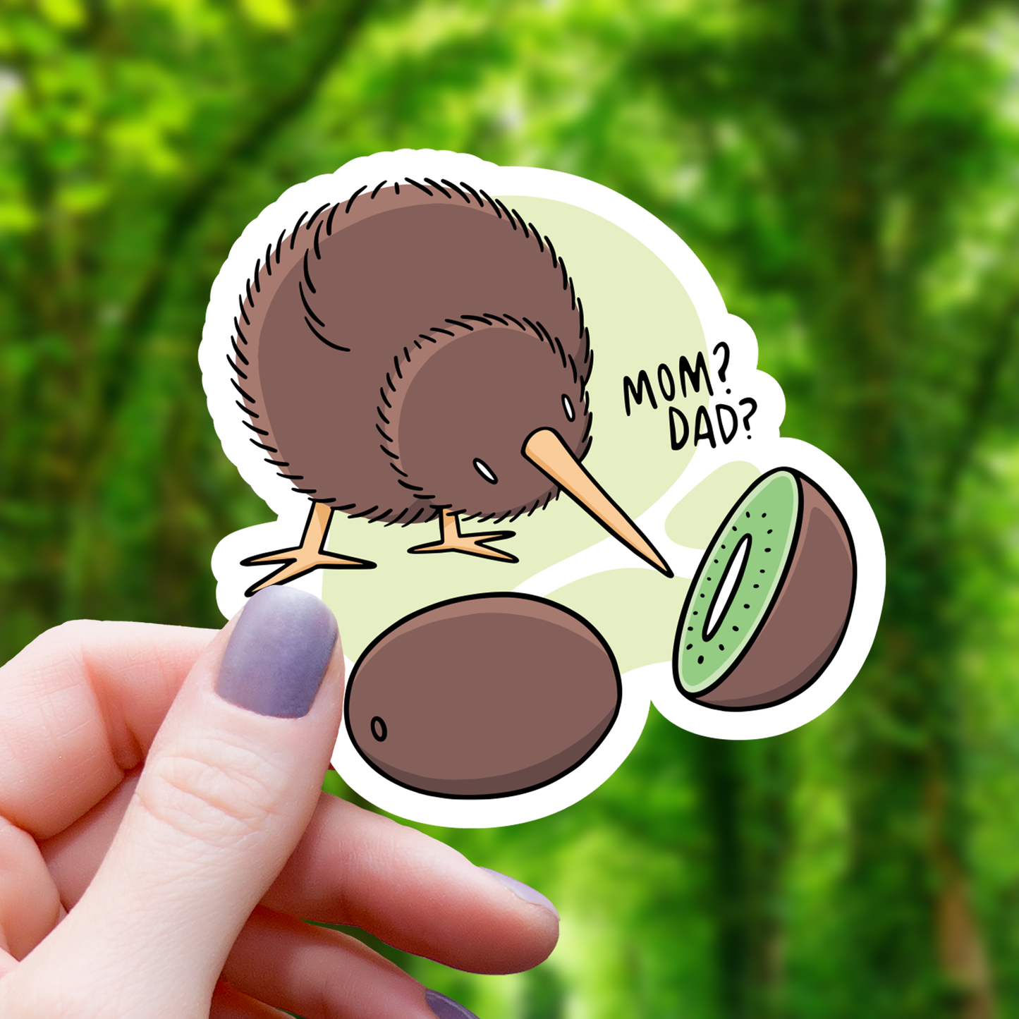 Funny Kiwi Bird Fruit Sticker - 3"