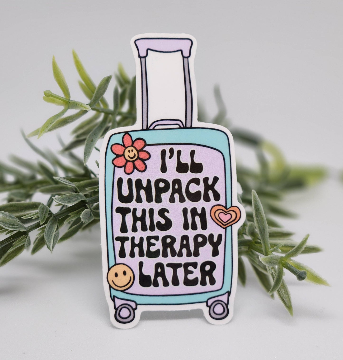 Therapy suitcase sticker: White