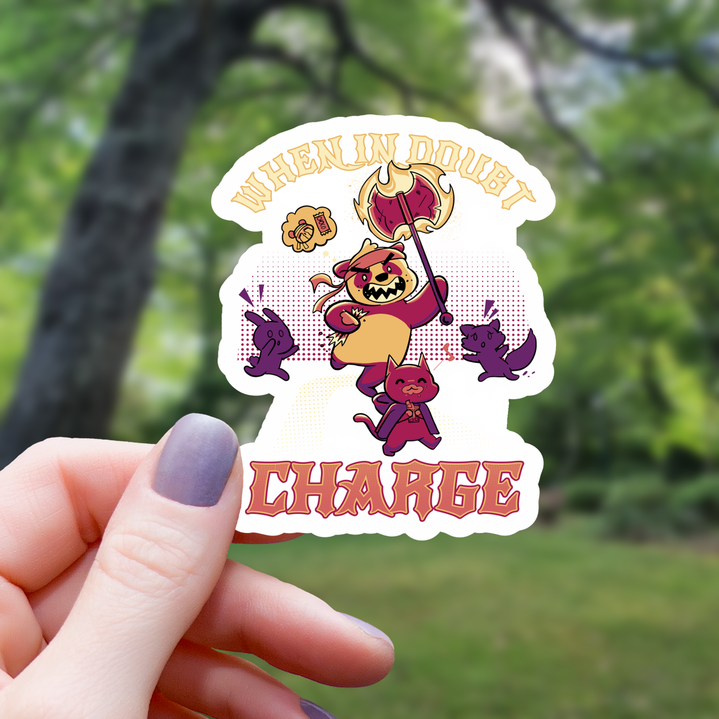 When In Doubt Charge Barbarian Sticker - 3"