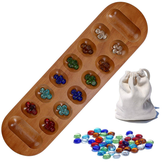 Mancala Board Game with Walnut Stain - 22 in.
