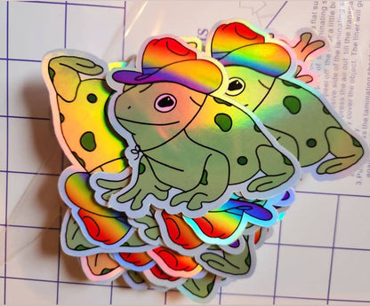 Gay Frog w/ Rainbow Cowboy Hat Sticker