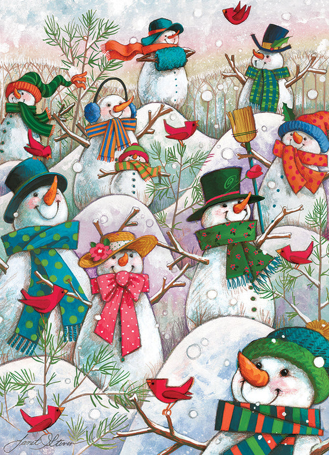 Hill of a Lot of Snowmen 500pc puzzle